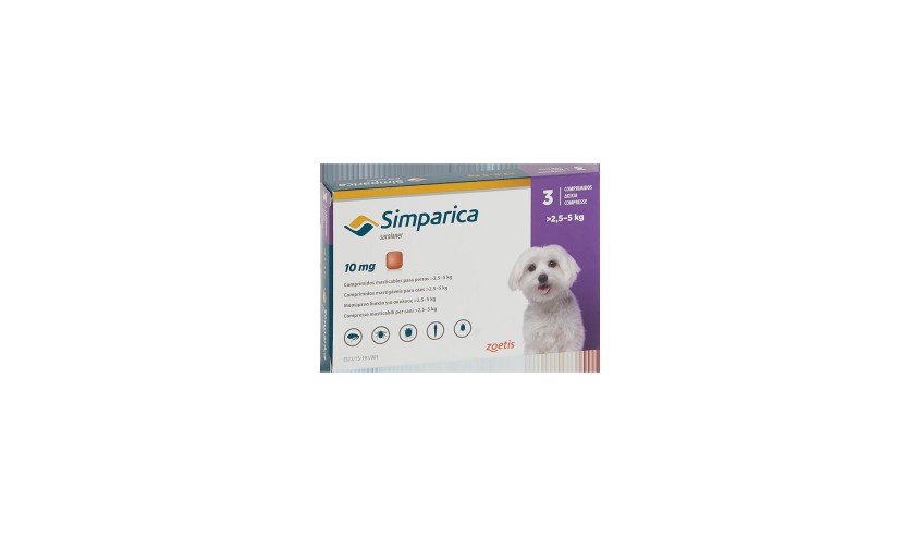 SIMPARICA 10 MG 2,5-5 KG 3 COMP