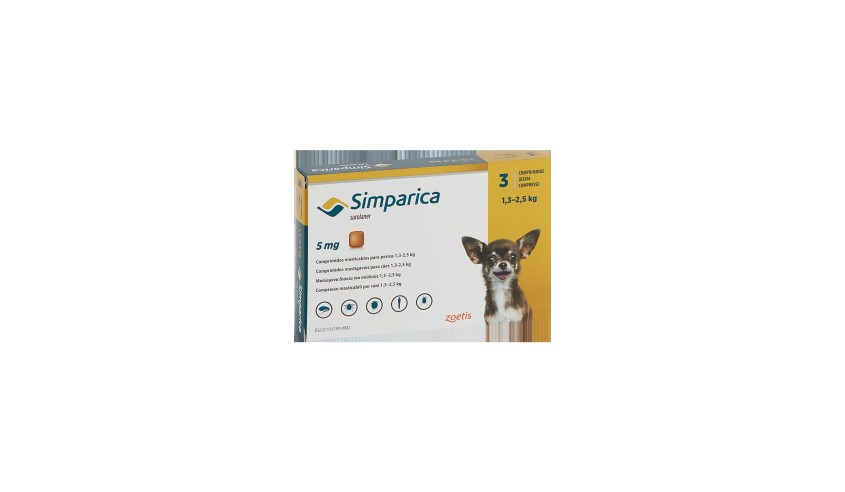 SIMPARICA 5 MG 1.3 - 2.5 KG 3 COMP